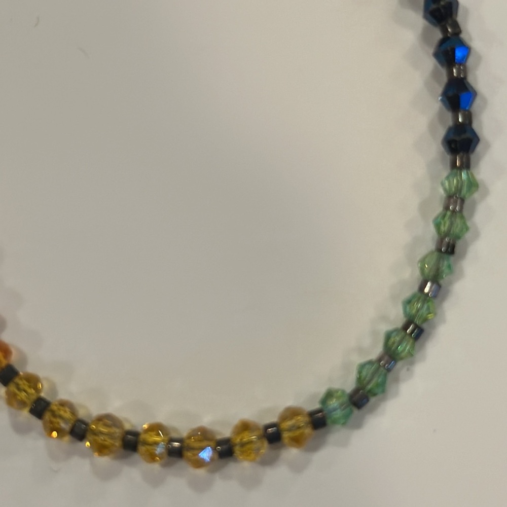 Genuine Crystal artisan rainbow-colored 7-inch chakra bracelet